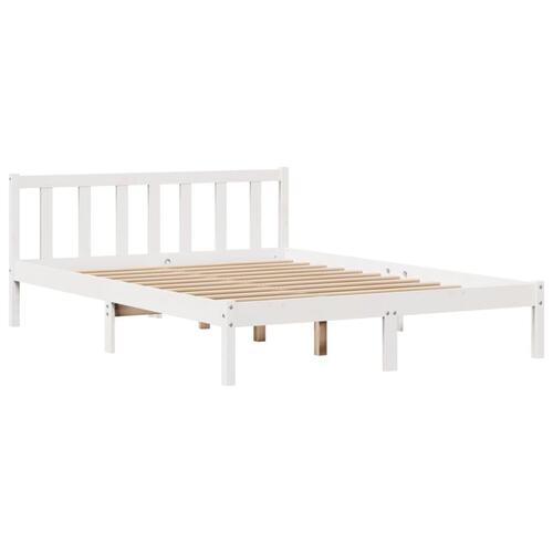 Sengeramme uden madras 135x190 cm massivt fyrretræ hvid
