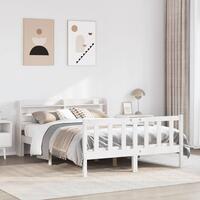 Sengeramme uden madras 140x190 cm massivt fyrretræ hvid