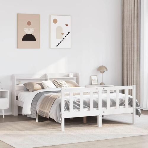 Sengeramme uden madras 140x190 cm massivt fyrretræ hvid