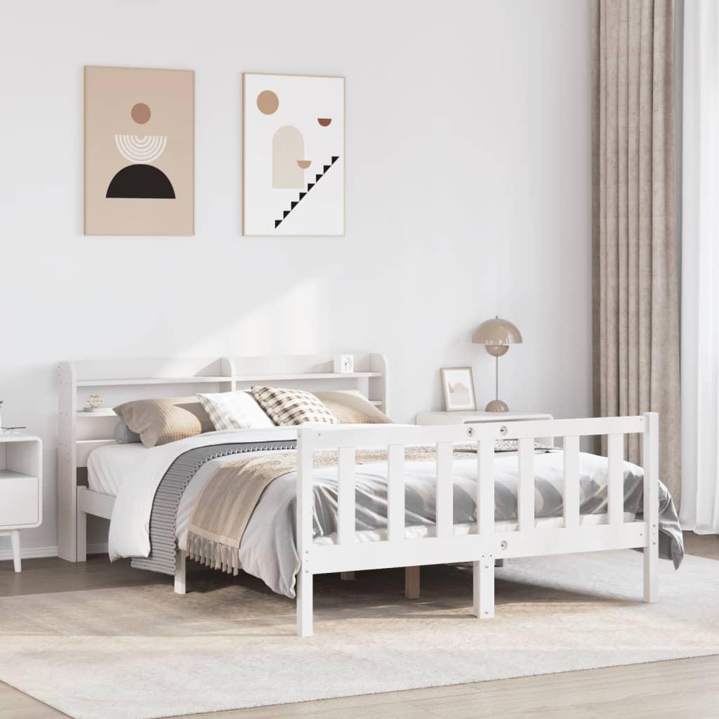 Sengeramme uden madras 140x190 cm massivt fyrretræ hvid