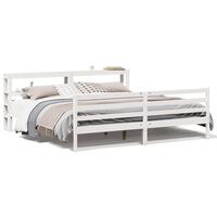 Sengeramme uden madras 200x200 cm massivt fyrretræ hvid
