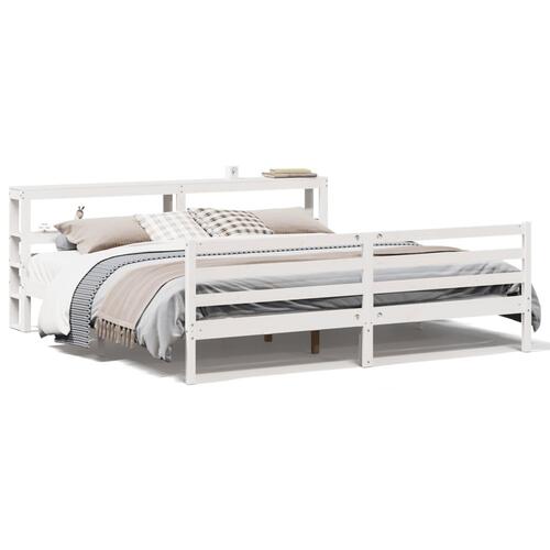 Sengeramme uden madras 200x200 cm massivt fyrretræ hvid