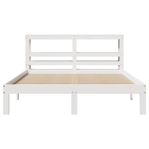 Sengeramme med sengegavl 120x190 cm massivt fyrretræ hvid