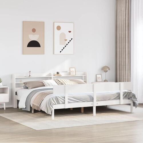 Sengeramme uden madras 200x200 cm massivt fyrretræ hvid