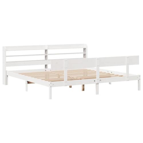 Sengeramme uden madras 200x200 cm massivt fyrretræ hvid