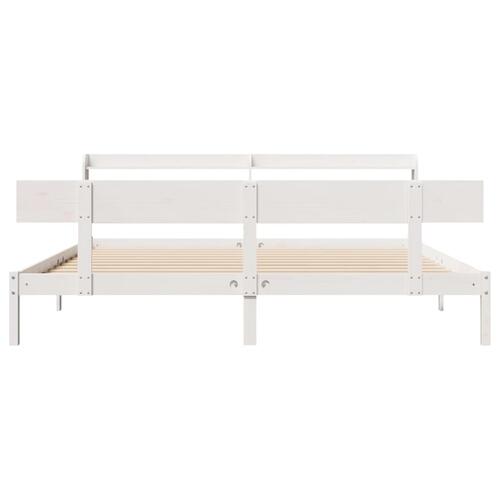 Sengeramme uden madras 200x200 cm massivt fyrretræ hvid