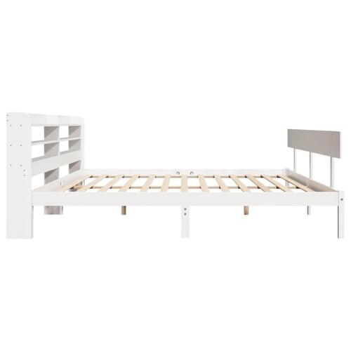 Sengeramme uden madras 200x200 cm massivt fyrretræ hvid