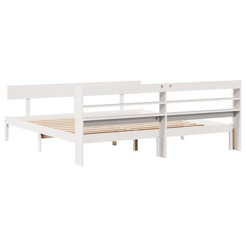 Sengeramme uden madras 200x200 cm massivt fyrretræ hvid