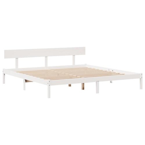 Sengeramme uden madras 200x200 cm massivt fyrretræ hvid