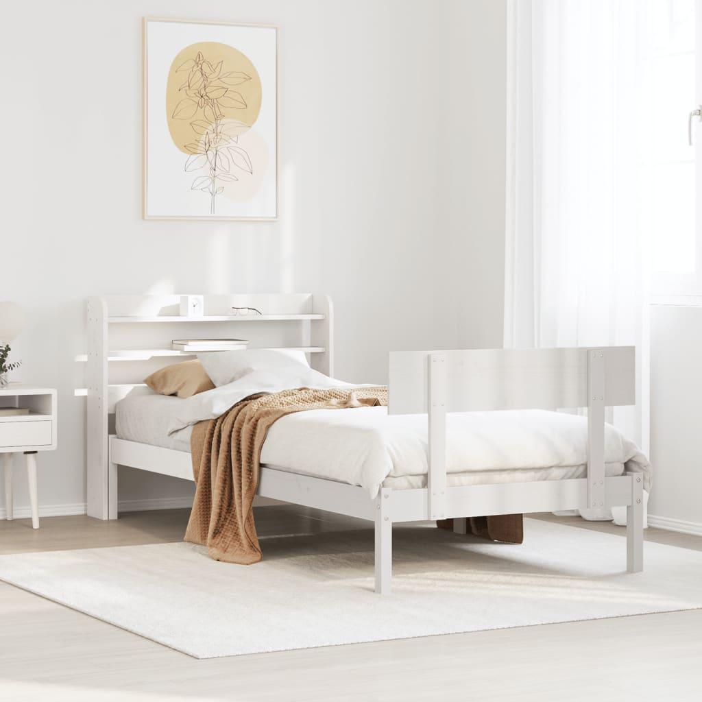 Sengeramme uden madras 100x200 cm massivt fyrretræ hvid