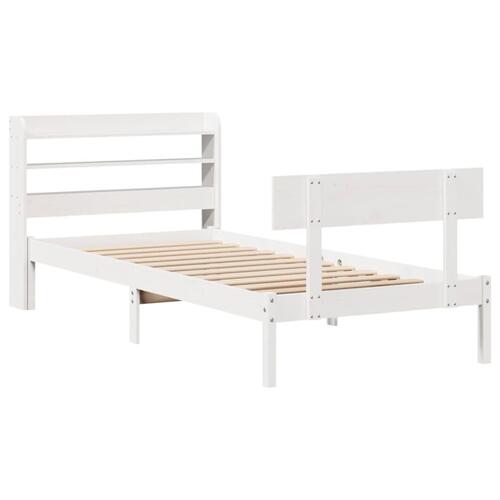 Sengeramme uden madras 100x200 cm massivt fyrretræ hvid