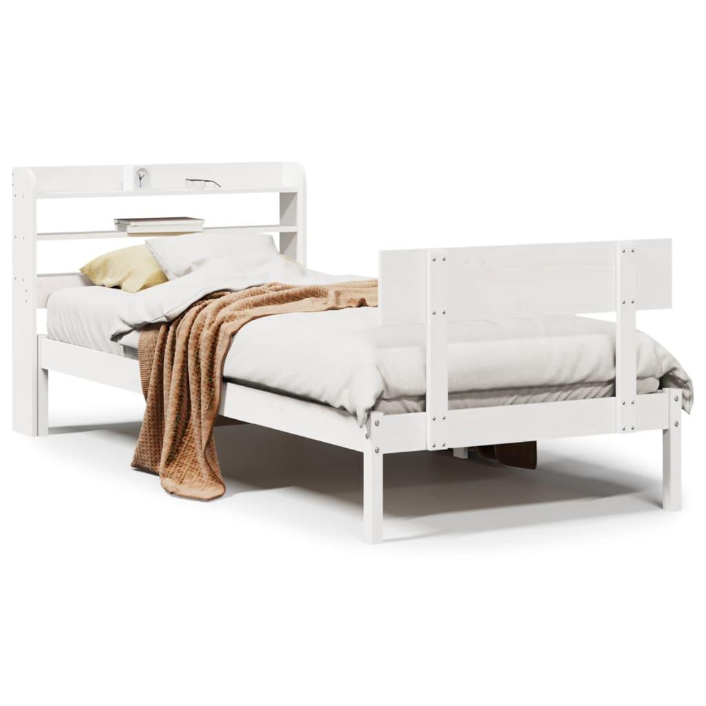 Sengeramme uden madras 90x200 cm massivt fyrretræ hvid