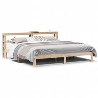Sengeramme med sengegavl 200x200 cm massivt fyrretræ