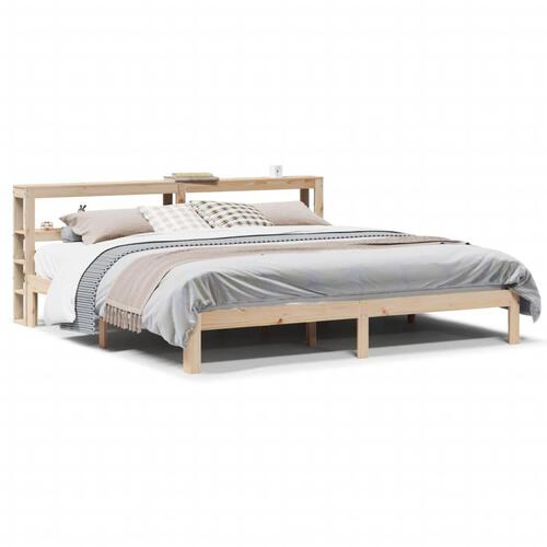 Sengeramme med sengegavl 200x200 cm massivt fyrretræ