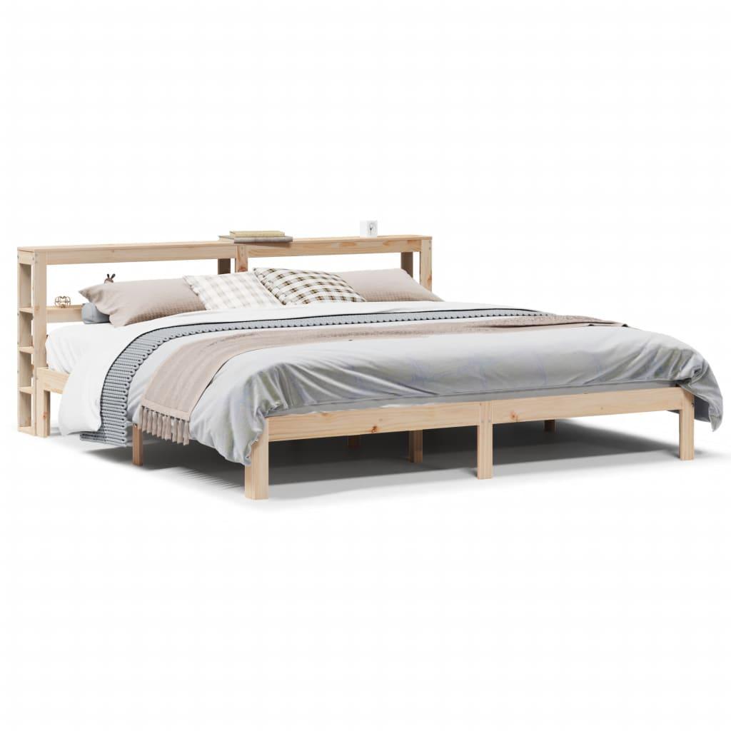 Sengeramme med sengegavl 200x200 cm massivt fyrretræ