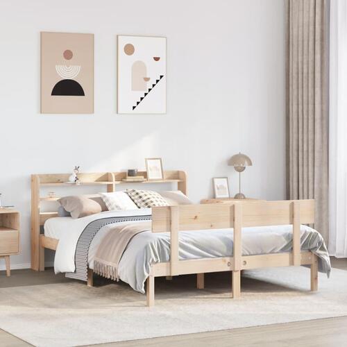 Sengeramme uden madras 135x190 cm massivt fyrretræ hvid