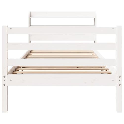 Sengeramme med hovedgærde uden madras Hvid 90x200 cm