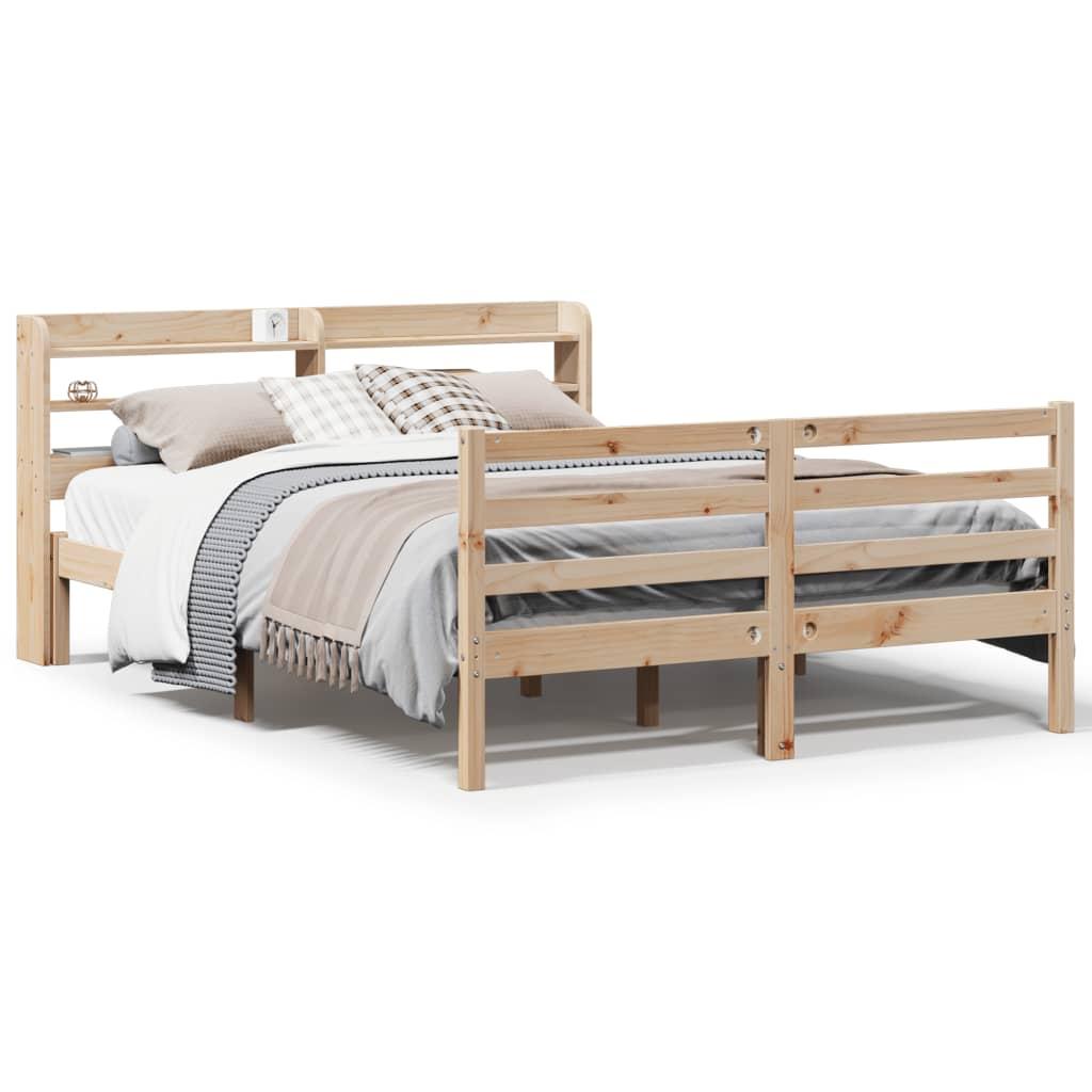 Sengeramme med sengegavl 160x200 cm massivt fyrretræ