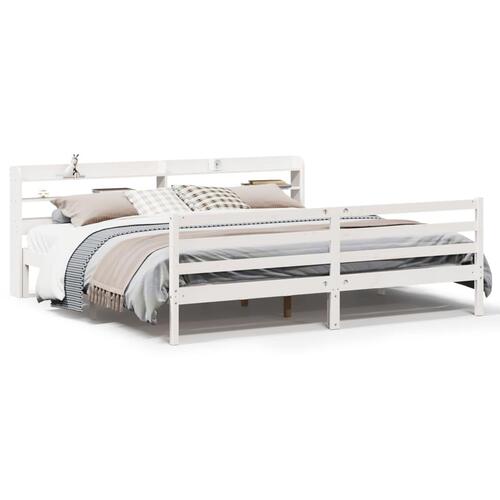 Sengeramme med hovedgærde uden madras Hvid 200x200 cm