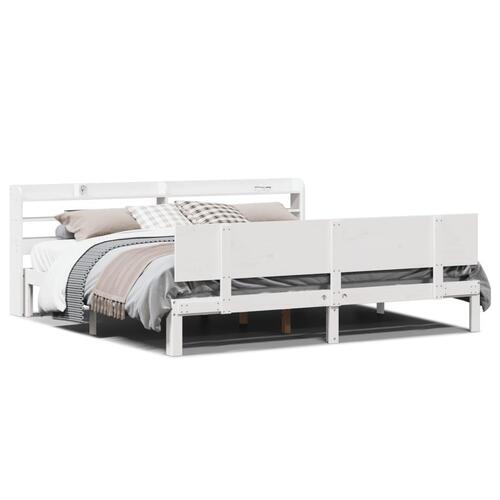 Sengeramme med hovedgærde uden madras Hvid 200x200 cm