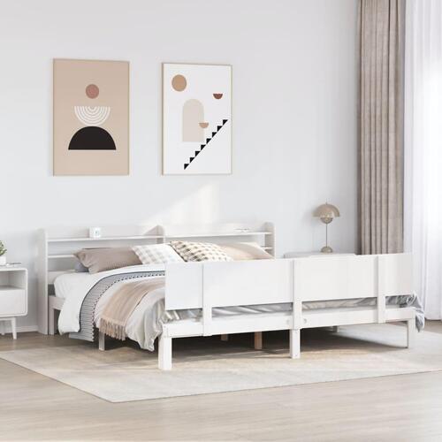 Sengeramme med hovedgærde uden madras Hvid 200x200 cm
