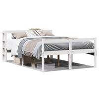 Seniorseng med sengegavl 135x190 cm massivt fyrretræ hvid