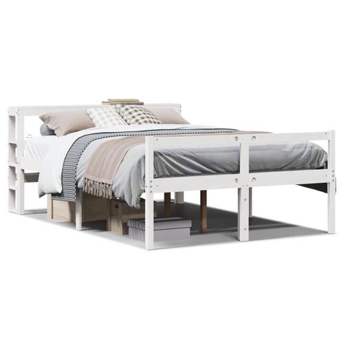 Seniorseng med sengegavl 135x190 cm massivt fyrretræ hvid