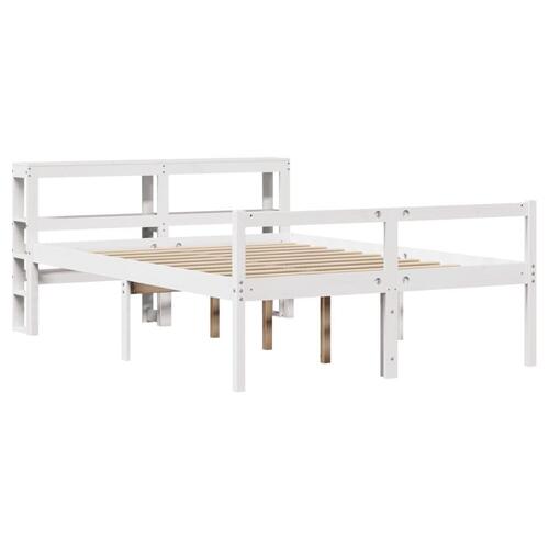 Seniorseng med sengegavl 135x190 cm massivt fyrretræ hvid