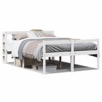 Seniorseng med sengegavl 150x200 cm massivt fyrretræ hvid