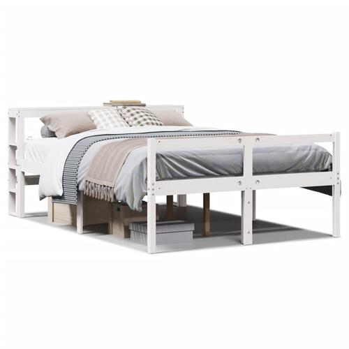 Seniorseng med sengegavl 150x200 cm massivt fyrretræ hvid