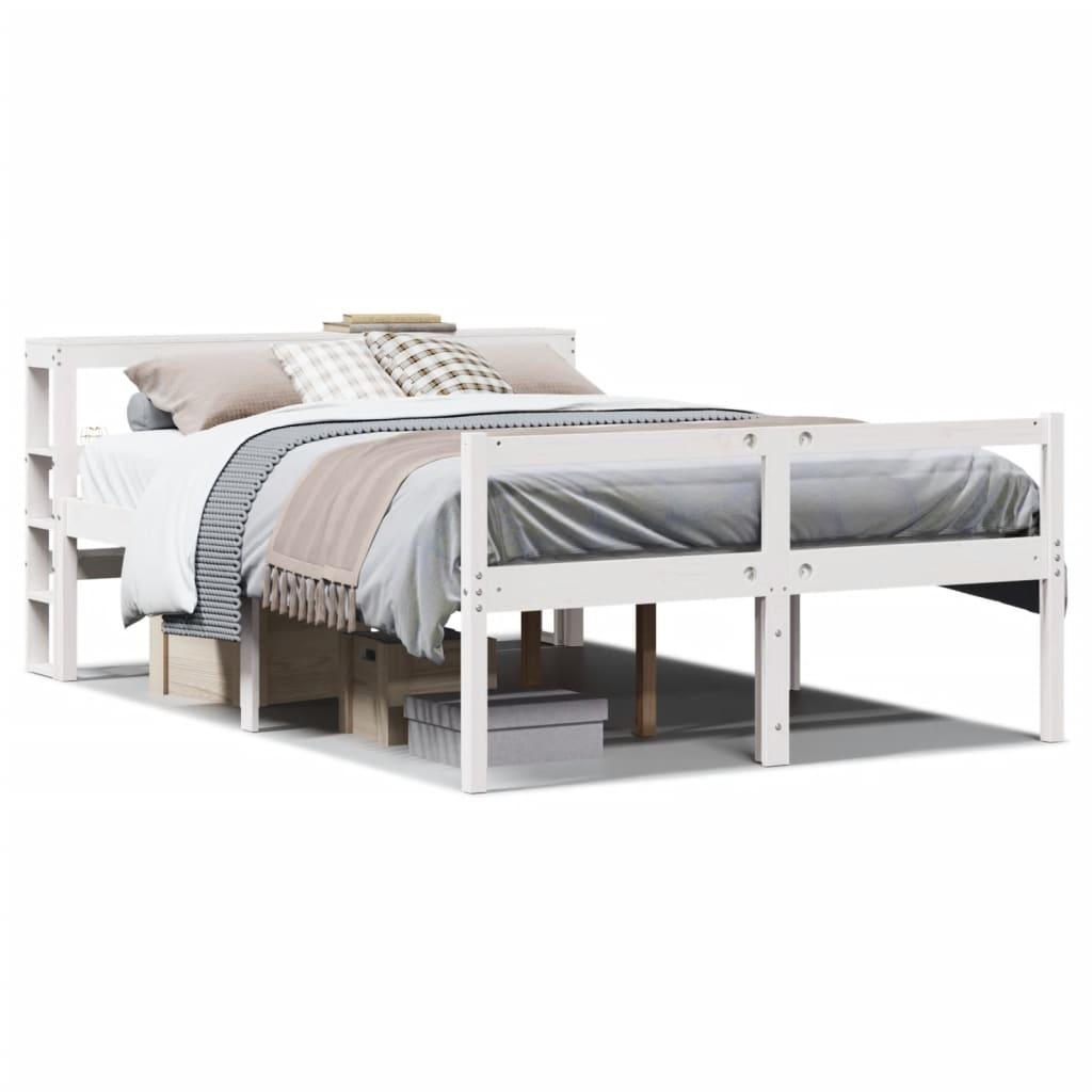 Seniorseng med sengegavl 150x200 cm massivt fyrretræ hvid