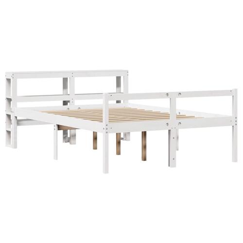 Seniorseng med sengegavl 150x200 cm massivt fyrretræ hvid
