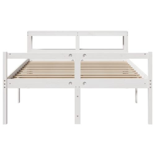 Seniorseng med sengegavl 150x200 cm massivt fyrretræ hvid