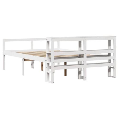 Seniorseng med sengegavl 150x200 cm massivt fyrretræ hvid