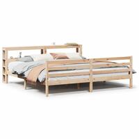Sengeramme med sengegavl 200x200 cm massivt fyrretræ