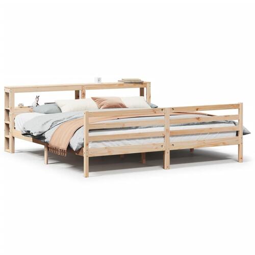 Sengeramme med sengegavl 200x200 cm massivt fyrretræ