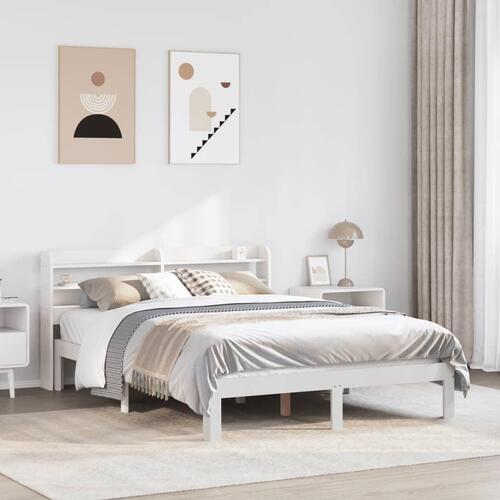 Sengeramme med hovedgærde uden madras Hvid 160x200 cm
