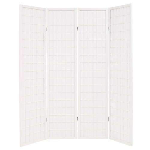 Foldbar 4-panels rumdeler japansk stil 160 x 170 cm hvid