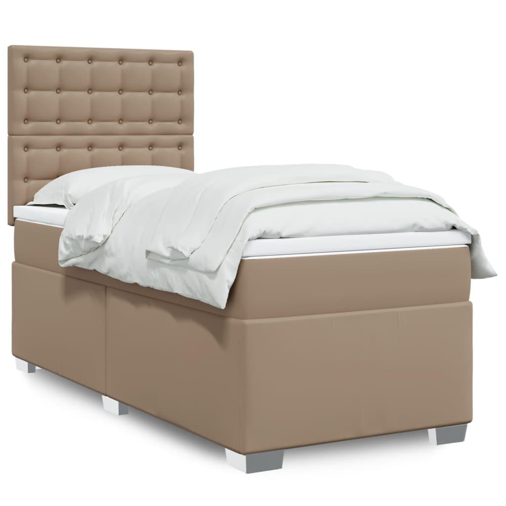 Kontinentalseng 90x200 cm kunstlæder cappuccinofarvet billede