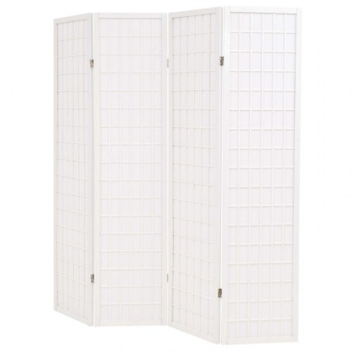 Foldbar 4-panels rumdeler japansk stil 160 x 170 cm hvid