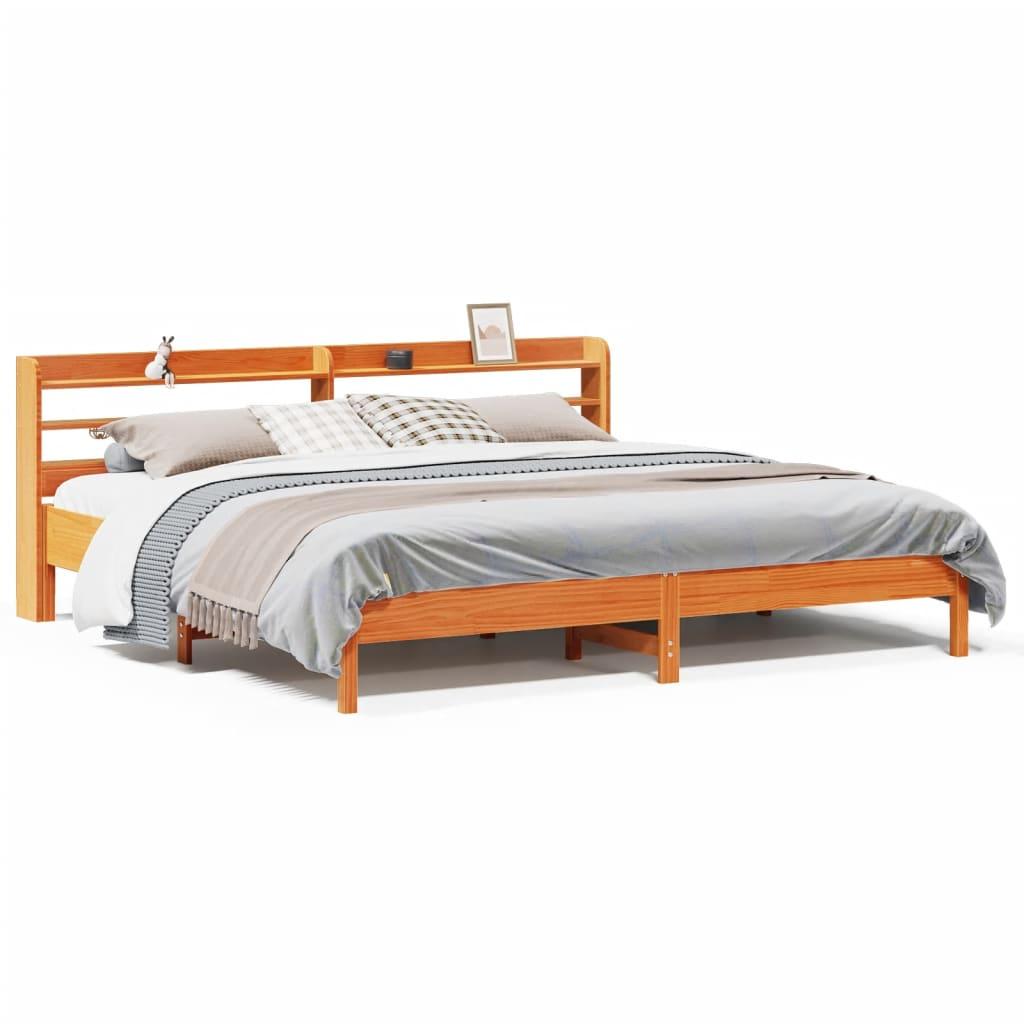 Sengeramme uden madras 180x200 cm massivt fyrretræ gyldenbrun billede