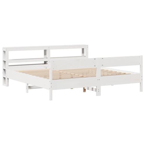 Sengeramme uden madras 180x200 cm massivt fyrretræ hvid