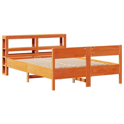 Sengeramme uden madras 140x190 cm massivt fyrretræ gyldenbrun