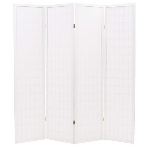 Foldbar 4-panels rumdeler japansk stil 160 x 170 cm hvid