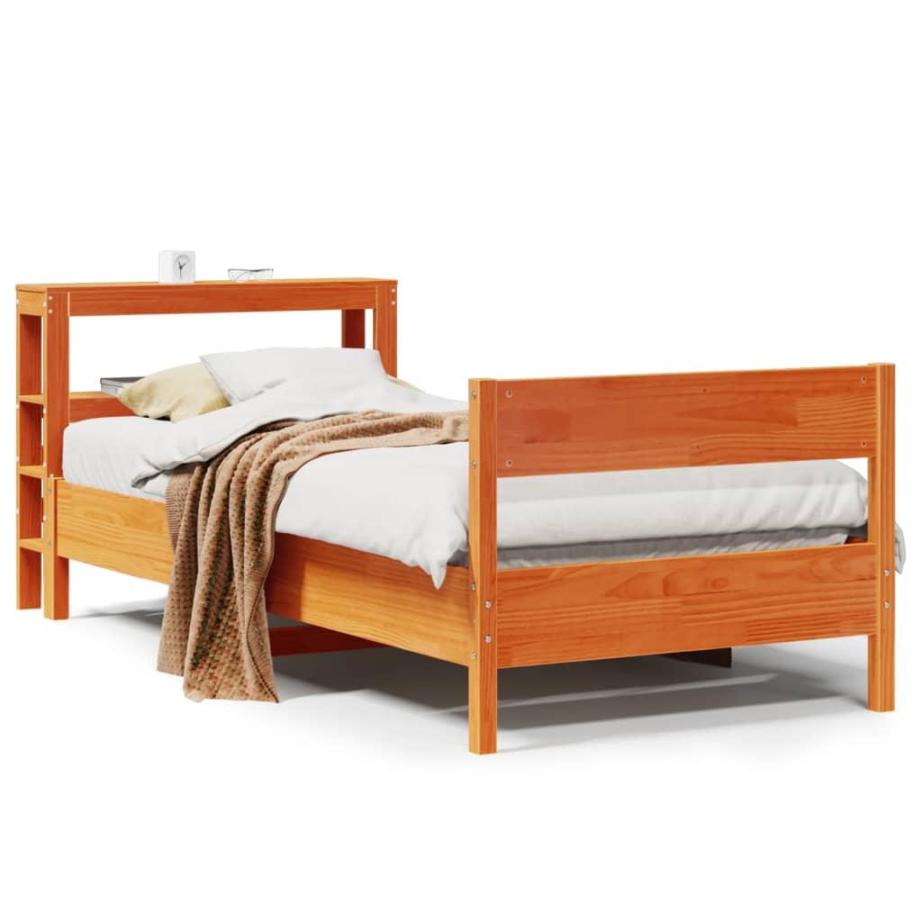 Sengeramme uden madras 90x190 cm massivt fyrretræ gyldenbrun