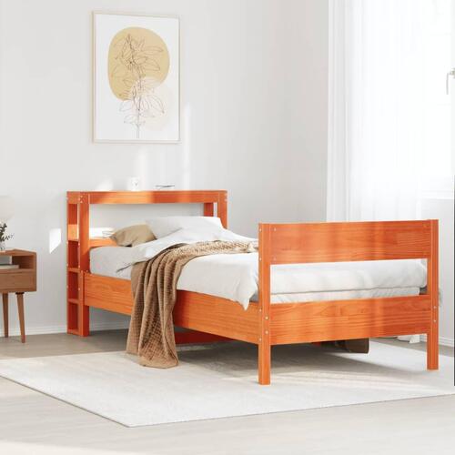 Sengeramme uden madras 90x190 cm massivt fyrretræ gyldenbrun