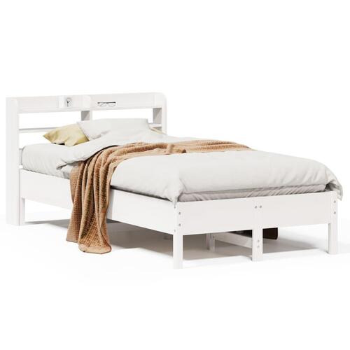 Sengeramme uden madras 90x190 cm massivt fyrretræ hvid