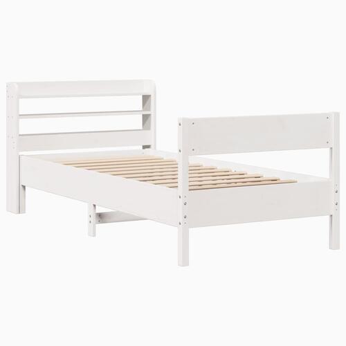 Sengeramme uden madras 75x190 cm massivt fyrretræ hvid