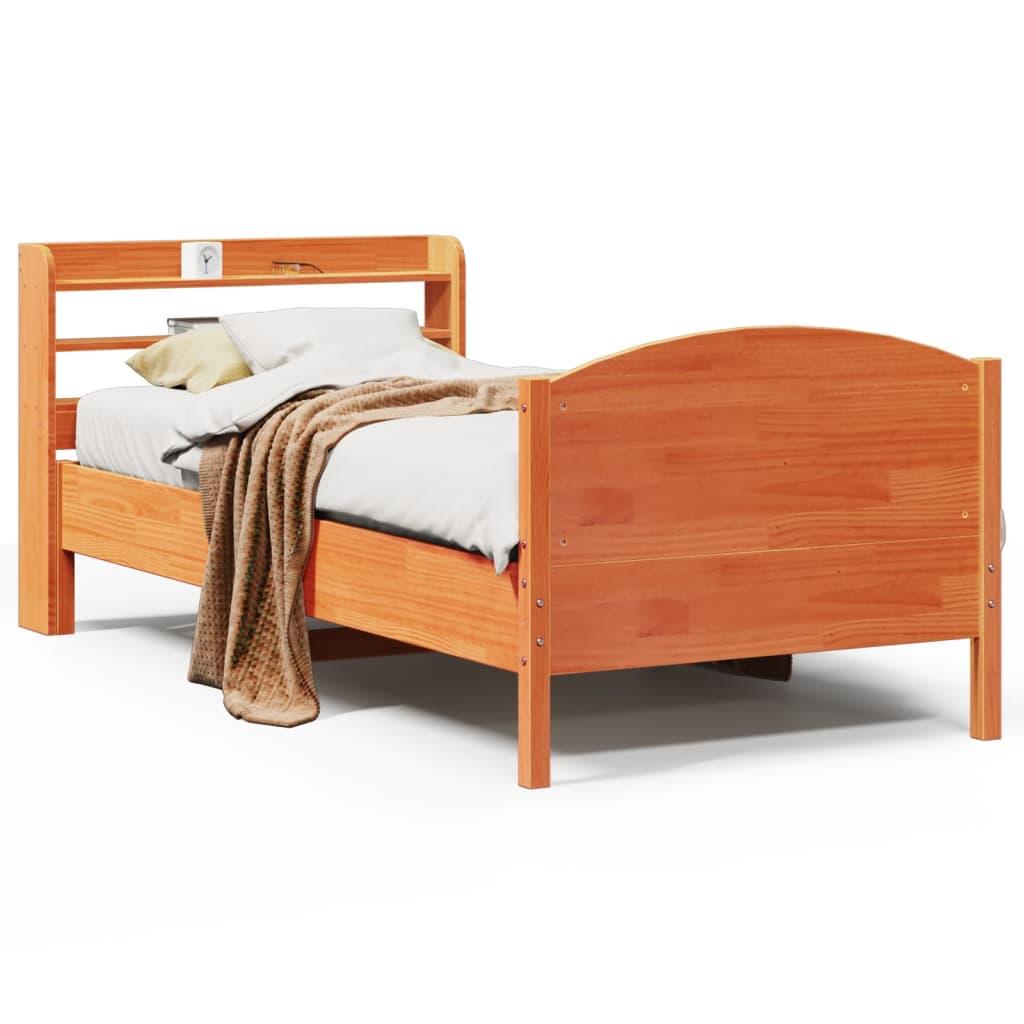 Sengeramme uden madras 90x200 cm massivt fyrretræ gyldenbrun