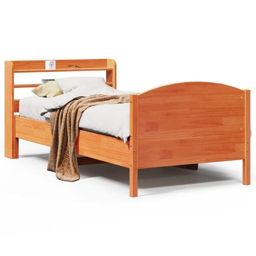 Sengeramme uden madras 90x200 cm massivt fyrretræ gyldenbrun